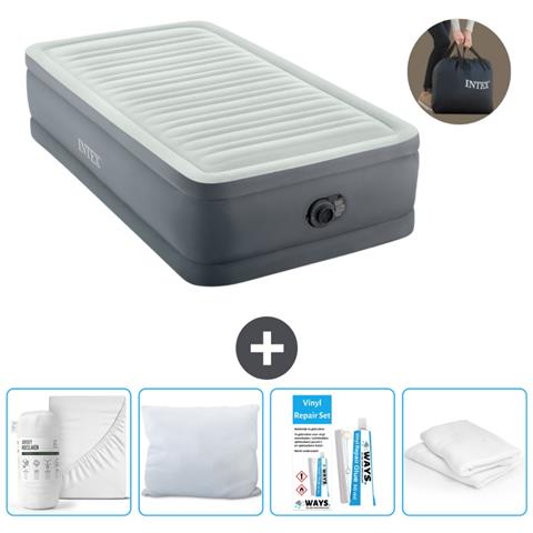 Set Materassino Gonfiabile - 191x99x46 Cm - Grigio - Include Accessori Coordinati - Foto 1