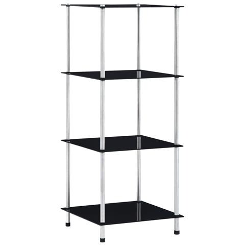 Scaffale A 4 Livelli Nero 40x40x100 Cm In Vetro Temperato - Foto 2