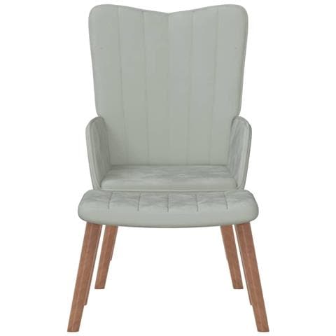 Poltrona Relax Con Poggiapiedi Grigio Chiaro In Velluto - Foto 2