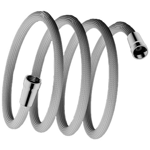 Tubo Doccia Anti-esplosione In Nylon Grigio Chiaro Da 1,5 M Con Cappuccio In Acciaio - Foto 1