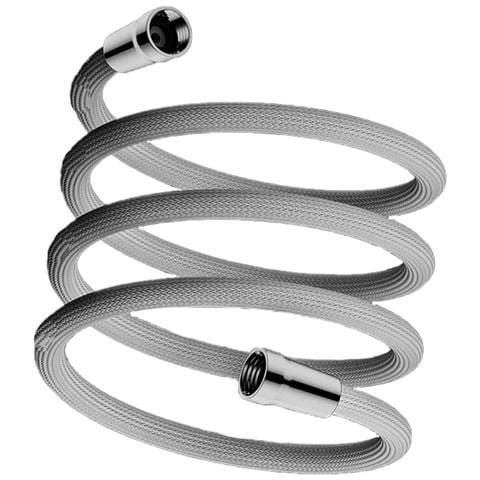 Tubo Doccia Anti-esplosione In Nylon Grigio Chiaro Da 1,5 M Con Cappuccio In Acciaio - Foto 2
