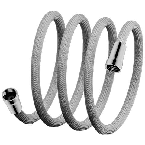Tubo Doccia Anti-esplosione In Nylon Grigio Chiaro Da 1,5 M Con Cappuccio In Acciaio - Foto 3