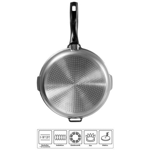 Padella Alta 24 Cm, Con Coperchio In Vetro Con Colino Integrato, Adatta A Induzione - Foto 2