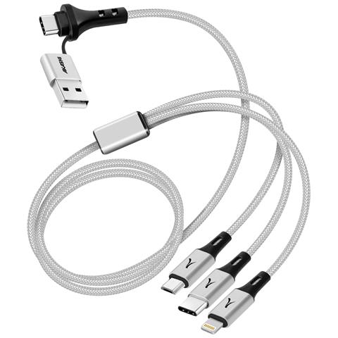 Cavo Di Ricarica 5-in-1 Usb E Usb-c A Usb-c Micro Usb Lightning, Grigio - Foto 2