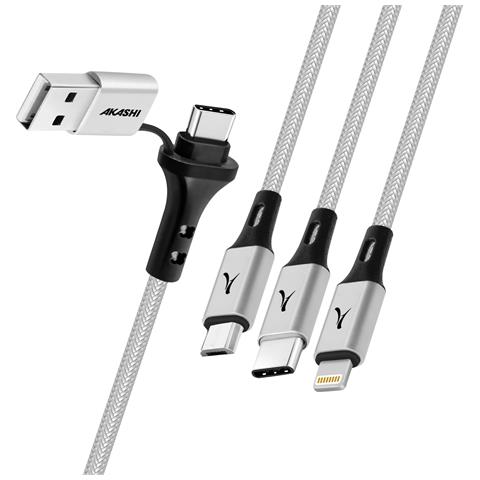 Cavo Di Ricarica 5-in-1 Usb E Usb-c A Usb-c Micro Usb Lightning, Grigio - Foto 1