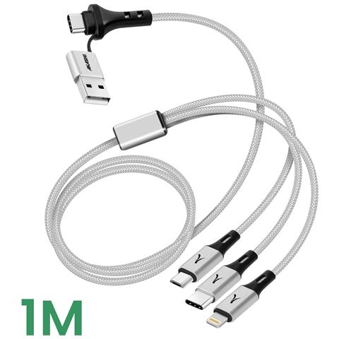 Cavo Di Ricarica 5-in-1 Usb E Usb-c A Usb-c Micro Usb Lightning, Grigio - Foto 5