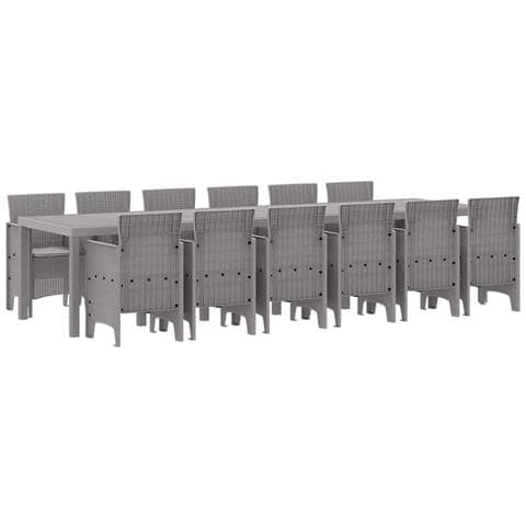 Set da Pranzo per Giardino 13 pcs Grigio chiaro Rattan Polt - Foto 1