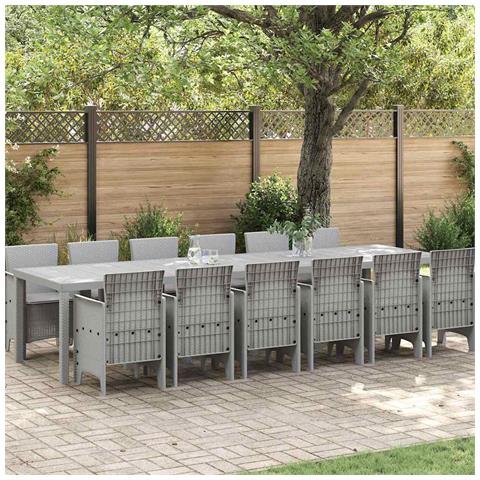 Set da Pranzo per Giardino 13 pcs Grigio chiaro Rattan Polt - Foto 2
