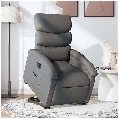 Poltrona Alzapersona Reclinabile Elettrica Grigio Scuro Tessuto - Foto 2