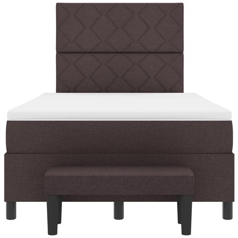Letto con Box Spring con Materasso & Panchina Marrone Scuro 120x200 cm Tessuto - Foto 9