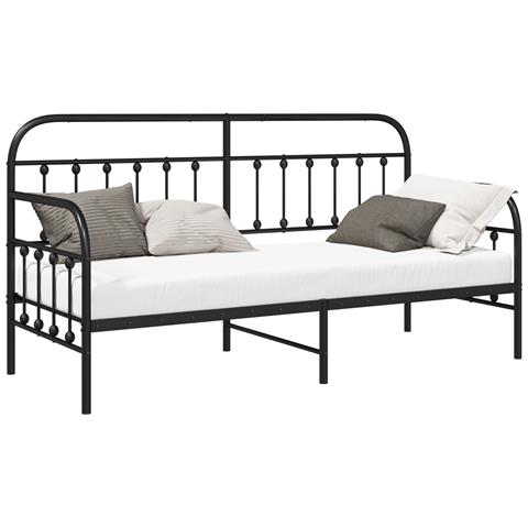 Telaio Letto Giorno Nero 80x200 cm Acciaio - Foto 1