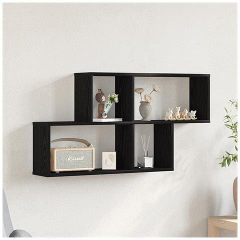 Mobile sospeso in rovere nero 76x15x53 cm realizzato in legno ingegnerizzato - Foto 2