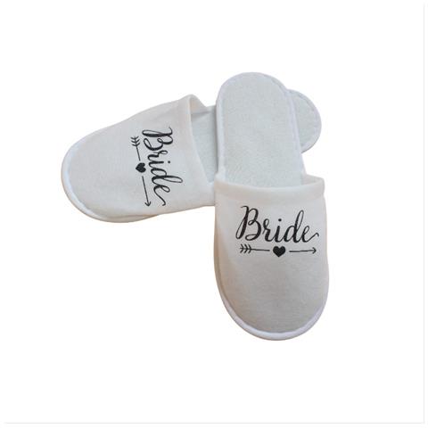 Pantofole Bianche Da Sposa Con Scritta 'bride' Per Feste Di Addio Al Nubilato Black - Foto 1