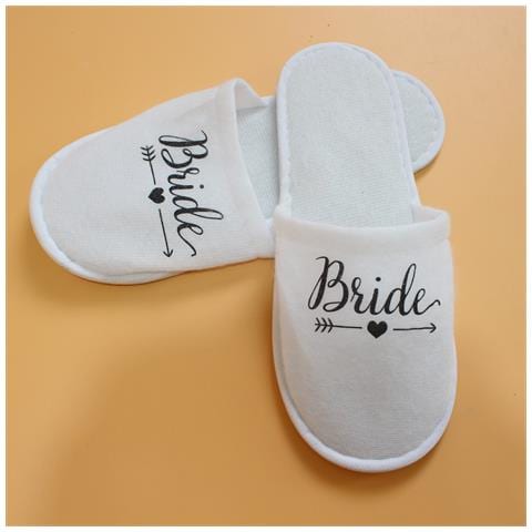 Pantofole Bianche Da Sposa Con Scritta 'bride' Per Feste Di Addio Al Nubilato Black - Foto 2