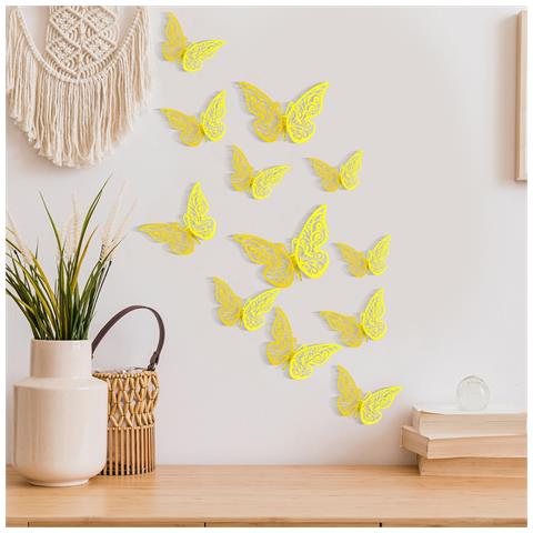 Adesivi Murali Farfalle 3d Decorativi Oro E Viola 72 Pezzi - Foto 2