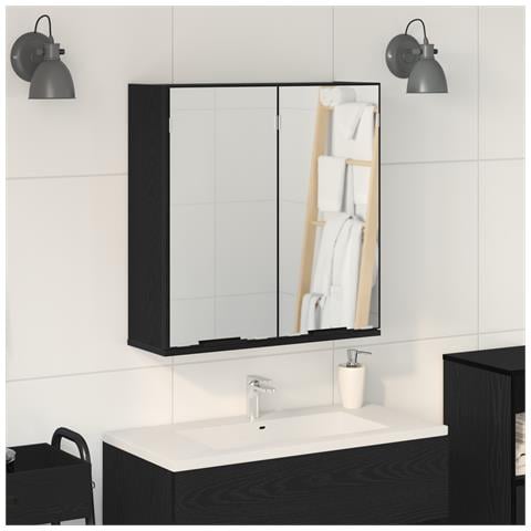 Mobile da bagno  - Rovere Nero, 64x20x66.5 cm, Realizzato in legno ingegnerizzato - Foto 2