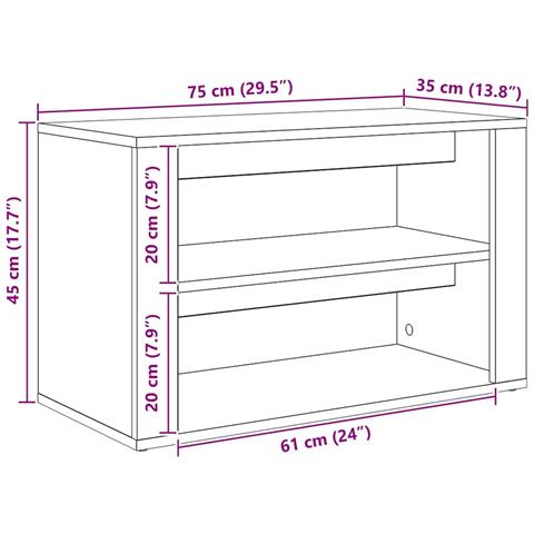 Scarpiera Legno vecchio 75 x 35 x 45 cm Legno multistrato - Foto 9