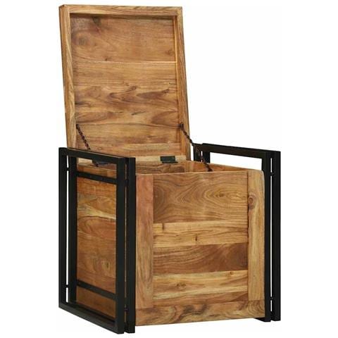 Scatola di Stoccaggio 50 x 50 x 50 cm Legno massello di acacia - Foto 2