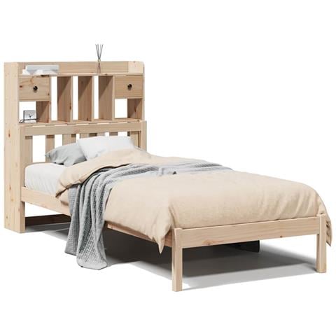 Letto Libreria senza Materasso 90x190 cm Legno Massello Pino - Foto 1