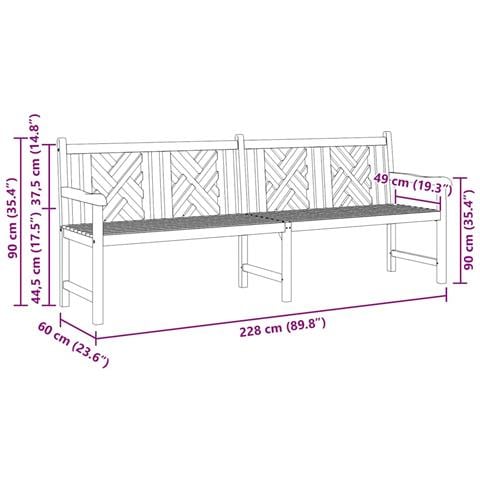 Panchina da giardino Marrone 228 x 60 x 90 cm - Foto 9