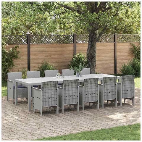 Set da Pranzo per Giardino 11 pcs Grigio chiaro e Antracite - Foto 2