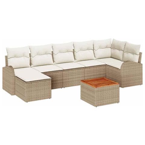 Set Divano da Giardino 8 pcs Beige e bianco - Foto 1