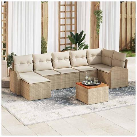 Set Divano da Giardino 8 pcs Beige e bianco - Foto 2