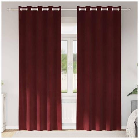 Tende con tende 2 pcs Rosso vino 140 x 245 cm Velluto - Foto 2
