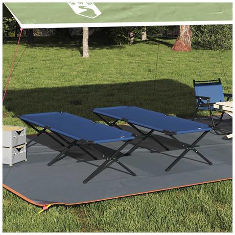 Letto da campeggio pieghevole 2 pcs Blu Tessuto Oxford - Foto 2