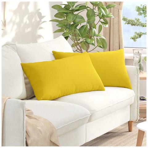Cuscini da Divano 2 pcs Giallo Chiaro 80 x 40 cm Tessuto - Foto 2