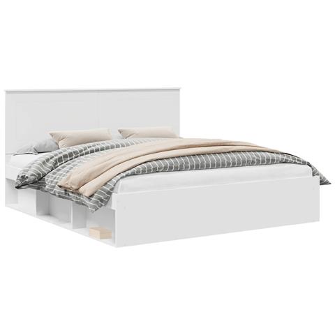 Struttura del letto Bianco 200 x 200 cm Pino massello - Foto 1