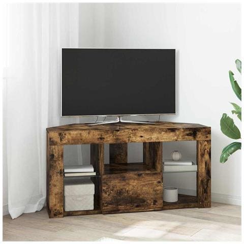 Mobile TV LED Angolare Rovere fumé 105 x 40 x 50 cm - Foto 2