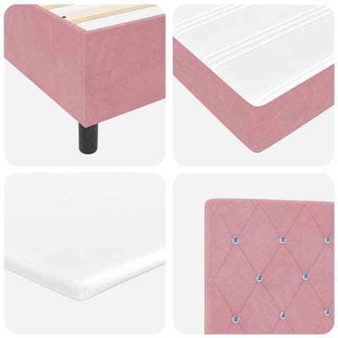 Letto a molle con materasso Rosa 100 x 200 cm Velluto - Foto 9