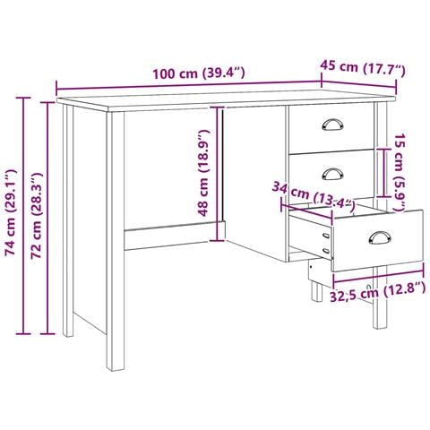 Scrivania con Cassetti con cassetto Bianco 100 x 45 x 74 cm - Foto 9