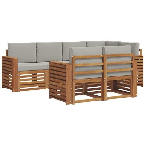 Set divani con cuscino 7 pcs Grigio Naturale e Chiaro - Foto 1