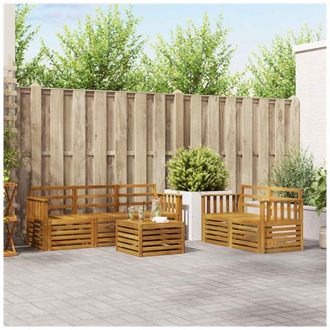 Set divani 6 pcs Naturale Legno di Acacia Massello - Foto 2