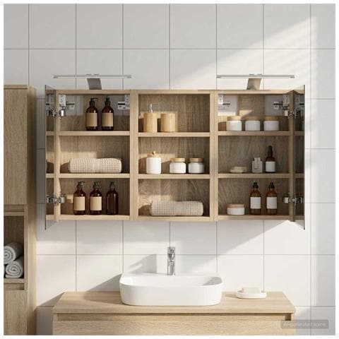 Set di Armadi da Bagno con lo scaffale 3 pcs 90 x 10,5 x 50 cm - Foto 2