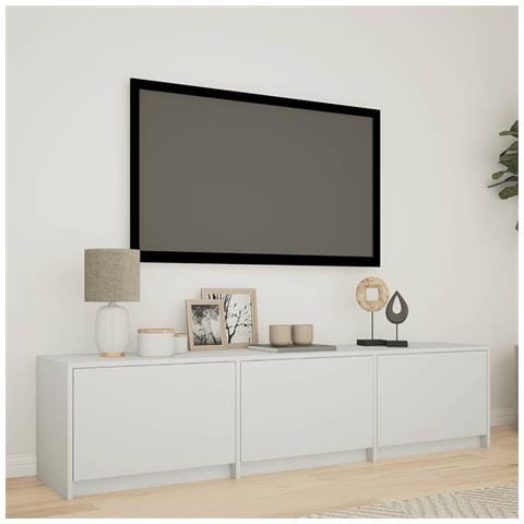 Mobile TV con LED Bianco 165 x 34 x 40 cm Legno ingegnerizzato - Foto 2