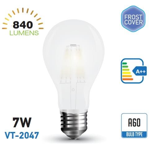 Lampadine Led E27 7w A60 Filamento Smd Bulbo Frost Luce Calda 3000k Vt-2047 7181 - Foto 1