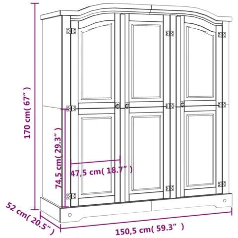 Armadio in Legno di Pino Messicano Corona Range 3 Ante - Foto 9