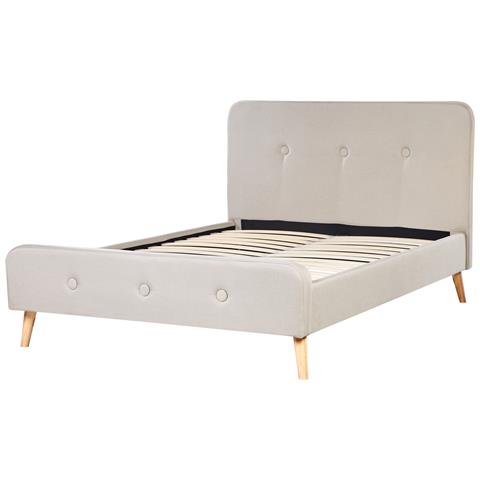 Letto Matrimoniale Moderno In Tessuto Beige 140x200cm Rennes - Foto 31