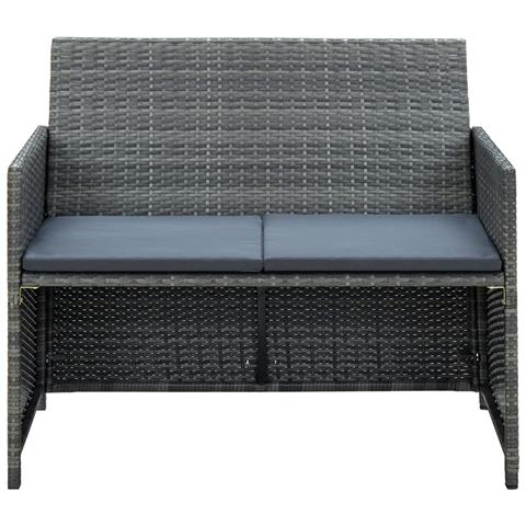 Divano Da Giardino A 2 Posti Con Cuscini Grigio In Polyrattan - Foto 4