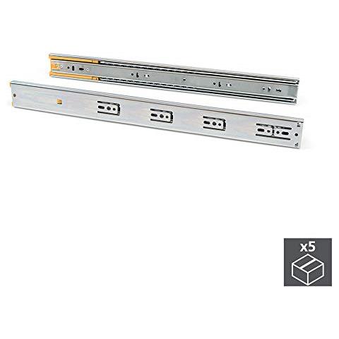 Guide Per Cassetti Con Cuscinetti A Sfera 45mm X 600mm, Set Di 5 Coppie Di Binari Ad Estrazione Totale Con Chiusura Ammortizzata - Foto 2