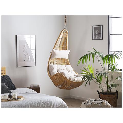 Sedia Sospesa In Rattan Beige Atri Ii - Foto 12