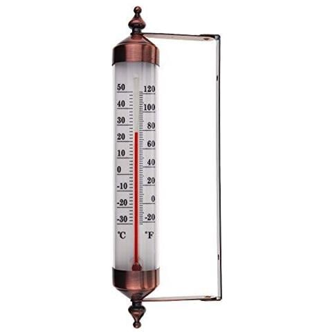 Termometro Esterno Con Bronze Effetto Design - Elegante Giardino Termometro Esterno Adatta Al Di Fuori Del Calibro Di Temperatura A Parete Serra Garage Facile Da Appendere - Foto 1