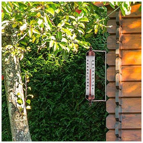 Termometro Esterno Con Bronze Effetto Design - Elegante Giardino Termometro Esterno Adatta Al Di Fuori Del Calibro Di Temperatura A Parete Serra Garage Facile Da Appendere - Foto 4