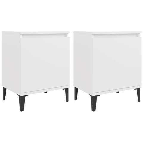 Comodini con Gambe in Metallo Bianco 40x30x50 cm - Foto 1