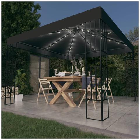 Gazebo con Stringa di Luci LED 3x3 m Antracite - Foto 2