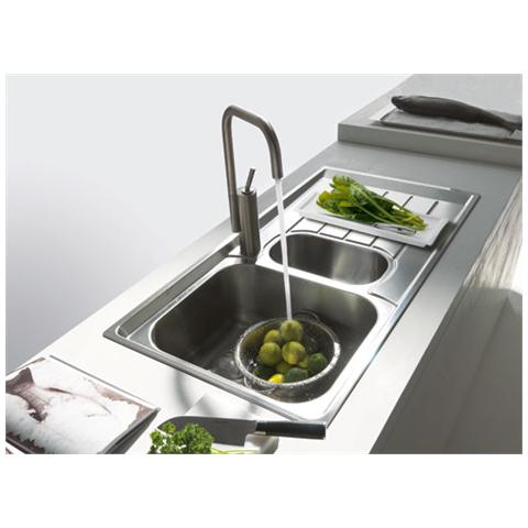 Lavello NEX651 SX 1 Vasca e 1 Vaschino Gocciolatoio a Sinistra Dimensioni 100 x 51 cm Colore Inox Satinato Serie Neptune - Foto 2