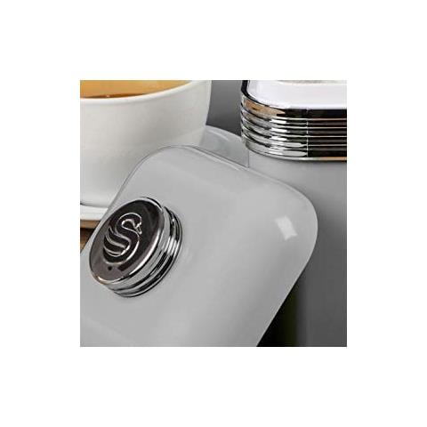 Swka1020grn Retro Set Di 3 Barattoli In Metallo Da 1 Litro, Té Café, Spezie, Design Vintage Grigio - Foto 7